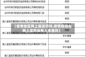 【疫情地区网上能买药吗,疫情期间在网上买药会有人来查吗】