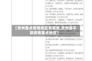 【贵州重点疫情地区有哪些,贵州算不算疫情重点地区】