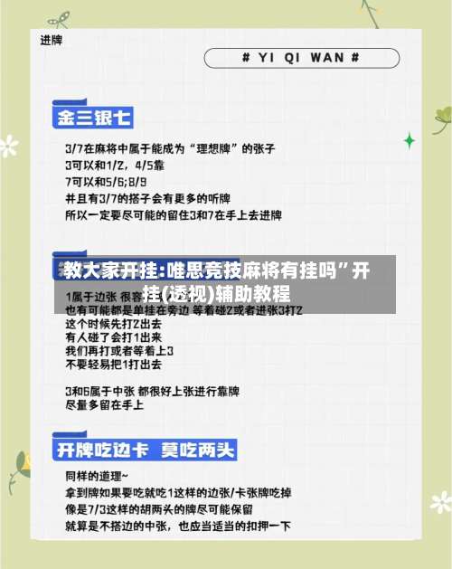 教大家开挂:唯思竞技麻将有挂吗	”开挂(透视)辅助教程-第1张图片