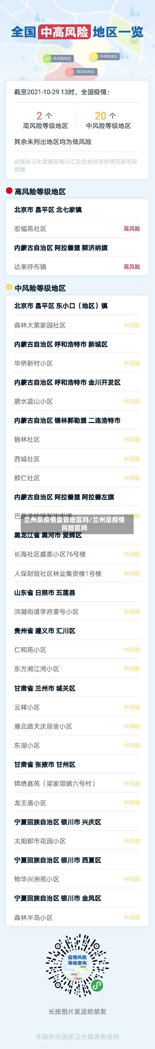 兰州算疫情监管地区吗/兰州是疫情风险区吗-第2张图片